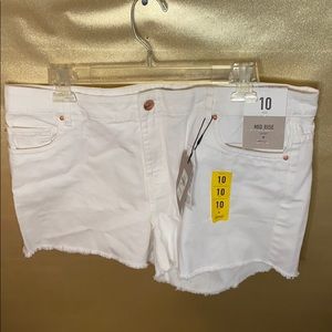 White Mid Rise Shorts